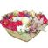 Спящая Красавица. Прекрасная композиция из розовых роз, хризантем и лилий со свечами в корзине - отличный способ добавить к празднику нотку волшебства.